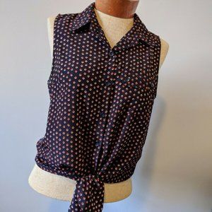 Vintage Button Down Tie Front Tank